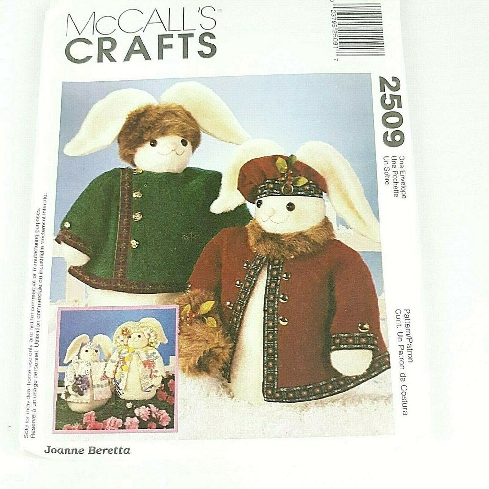 McCall's 2509 18" Boy Girl Bunnies Jacket Hat